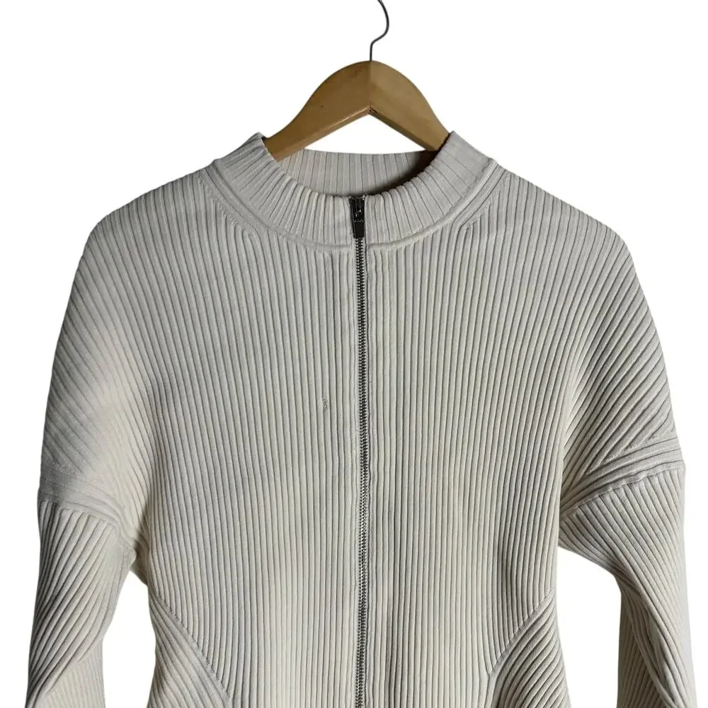 A.L.C. Noa Cream Ribbed Knit Zip Up Cardigan Sweater Size Large - Picture 6 of 12